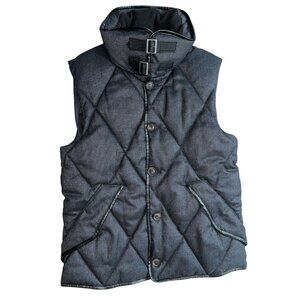 H&M Puffer Vest Button Up Men's 36R Small Black Sleeveless Buckle Collar
